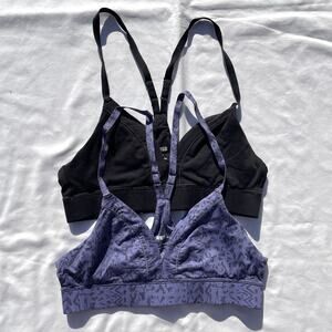 Lot Of 2 REI Co-Op Active Bralette Bras Womens XS Black Purple Travel Sports